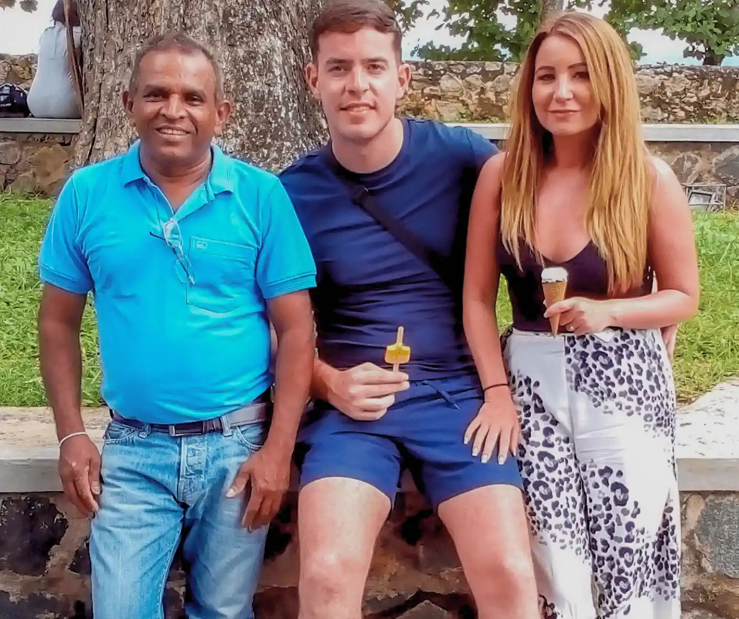 Happy tourists with private driver in Sri Lanka