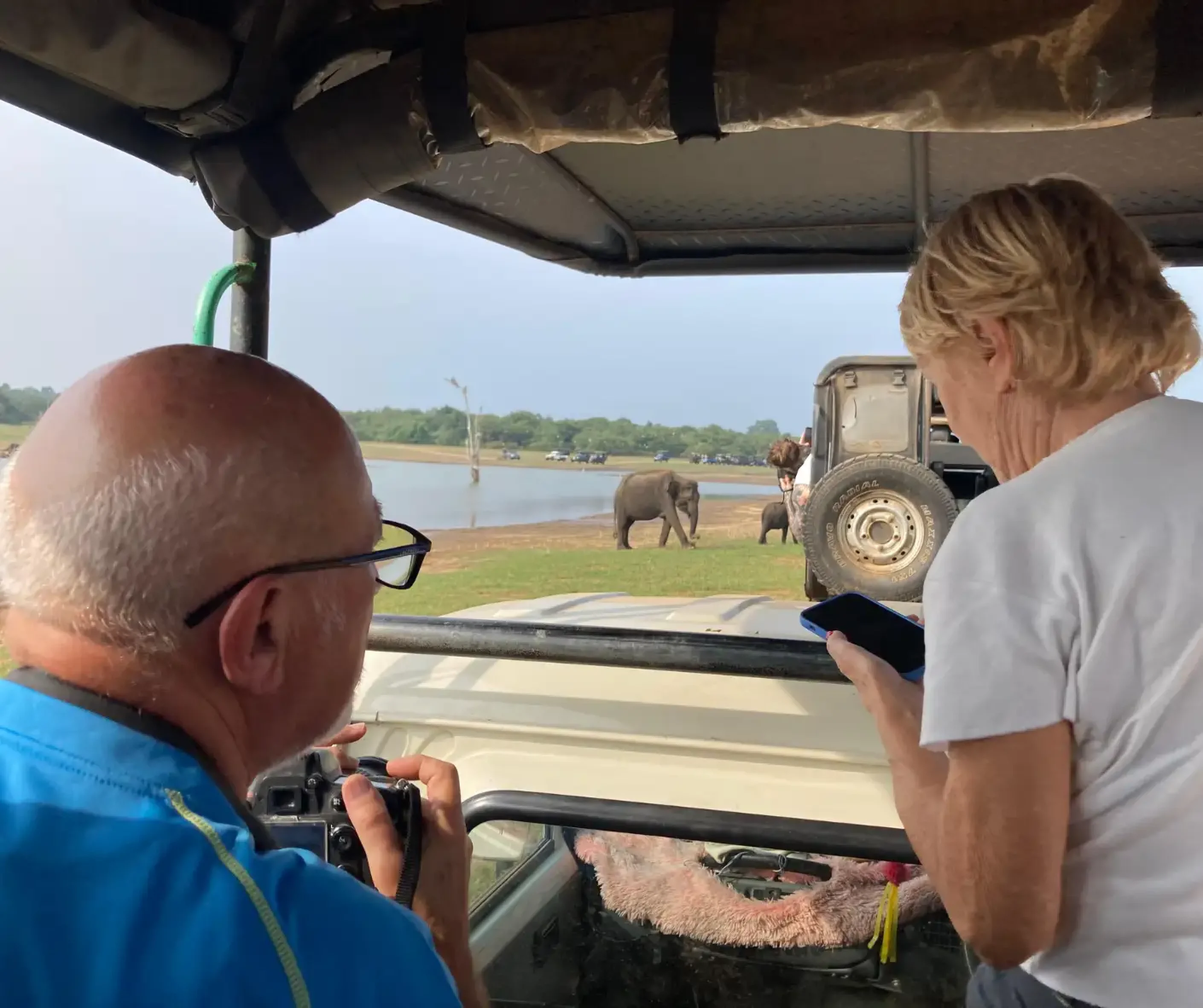 Tourists At Udawalawe Elephant Jeep Safari Sri Lanka