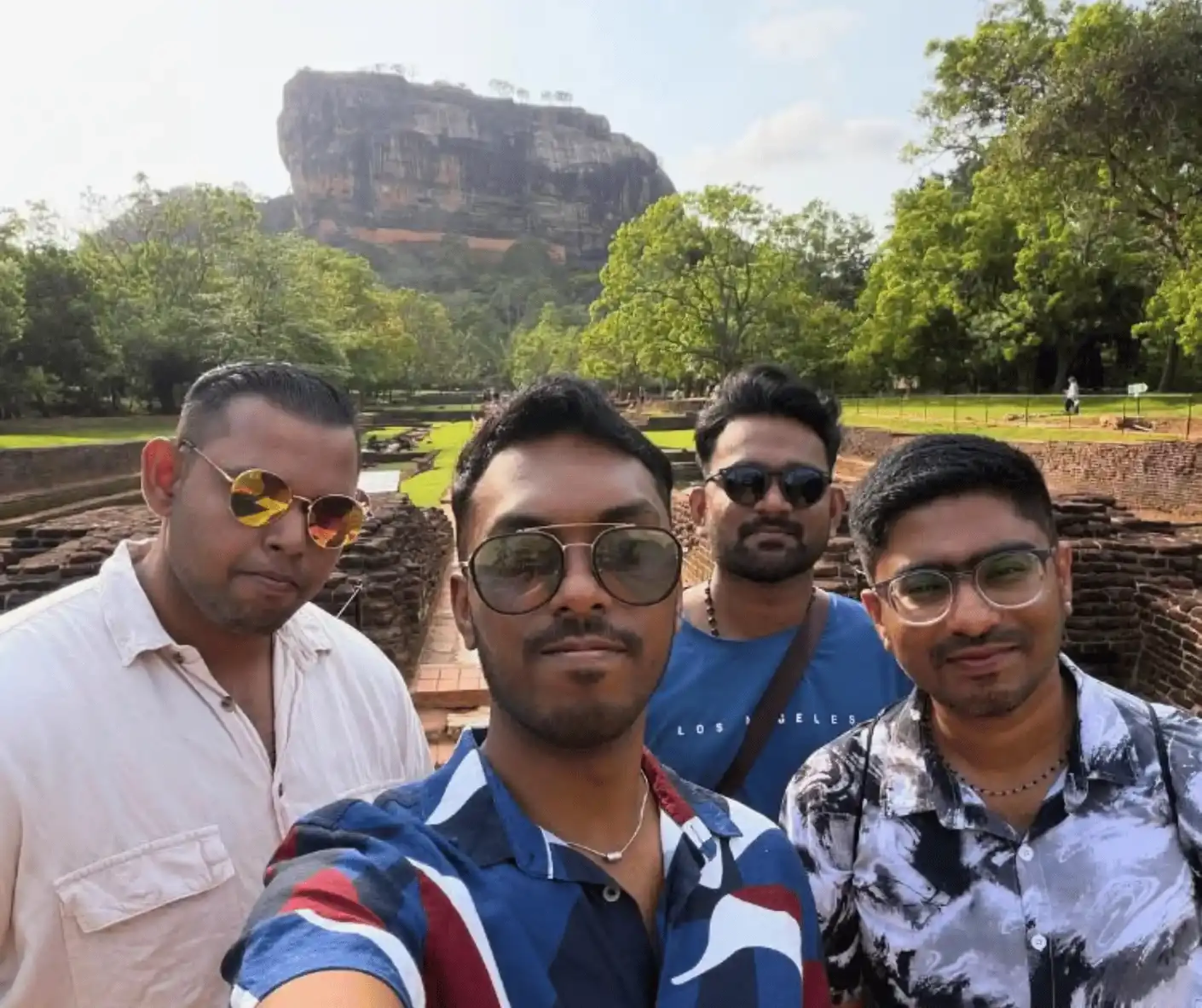 tourist travel friend group from malaysia traveling sri lanka trip in sigiriya lion rock